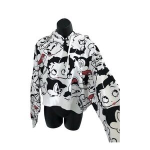Betty Boop white black graphic print hoodie size medium new‎